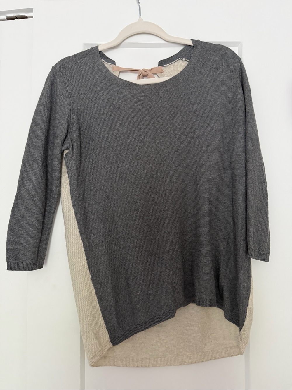 Women's Two-Tone Crewneck Sweater - Gray and Cream